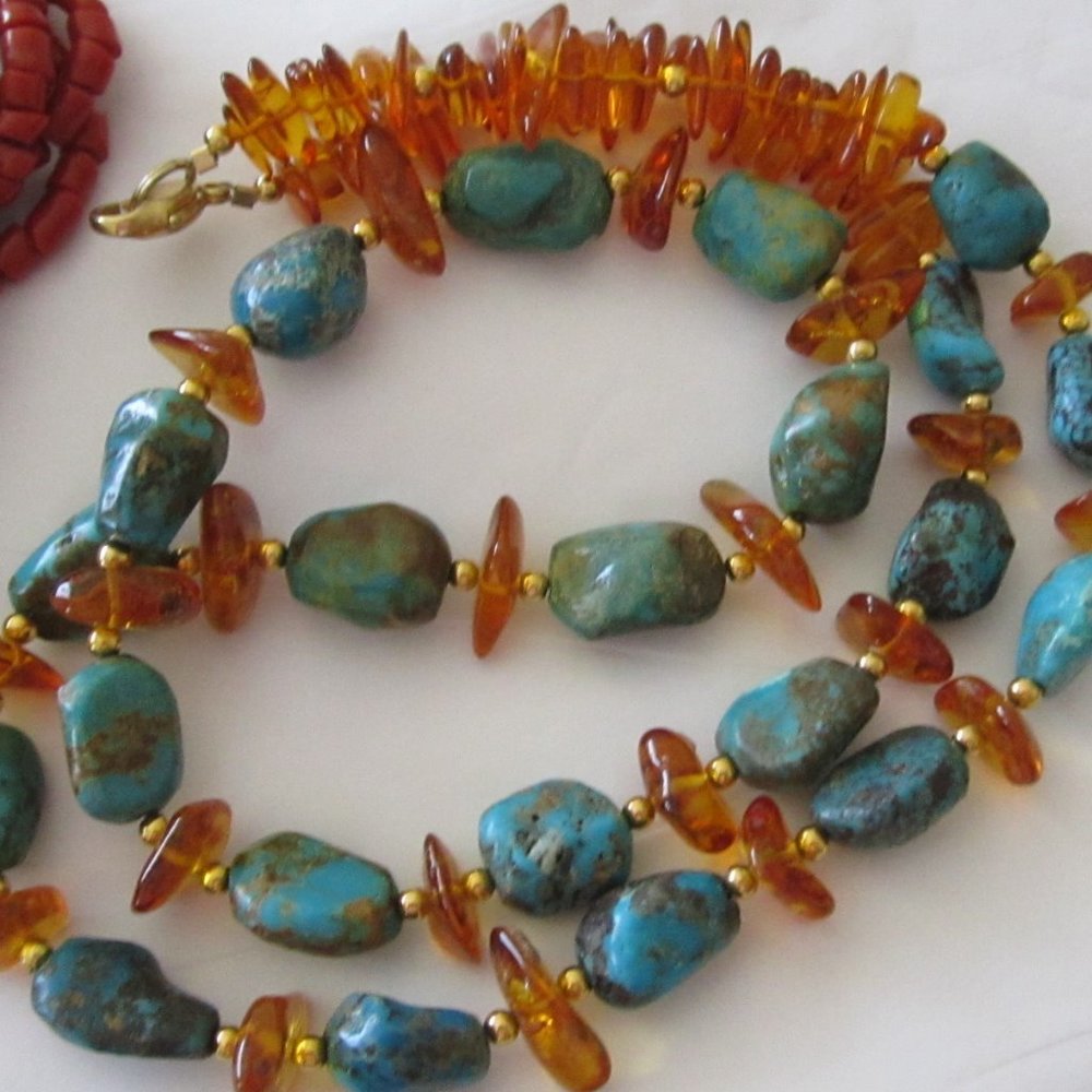Turquoise and Amber Necklace